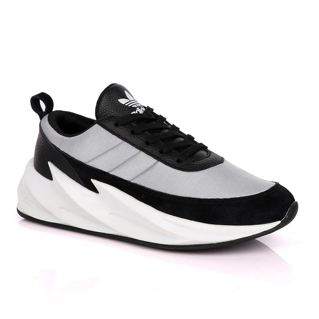 Sharks Styled Men's Fashion Black Grey Sneakers