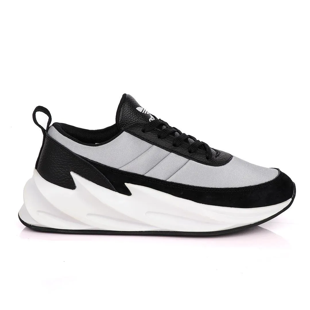 Sharks Styled Men's Fashion Black Grey Sneakers