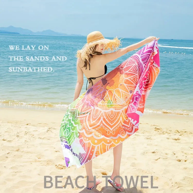 Single Side Printed Swimming Quick Dry Beach Towel, Size: 80x160cm(Green Wild Flowers)