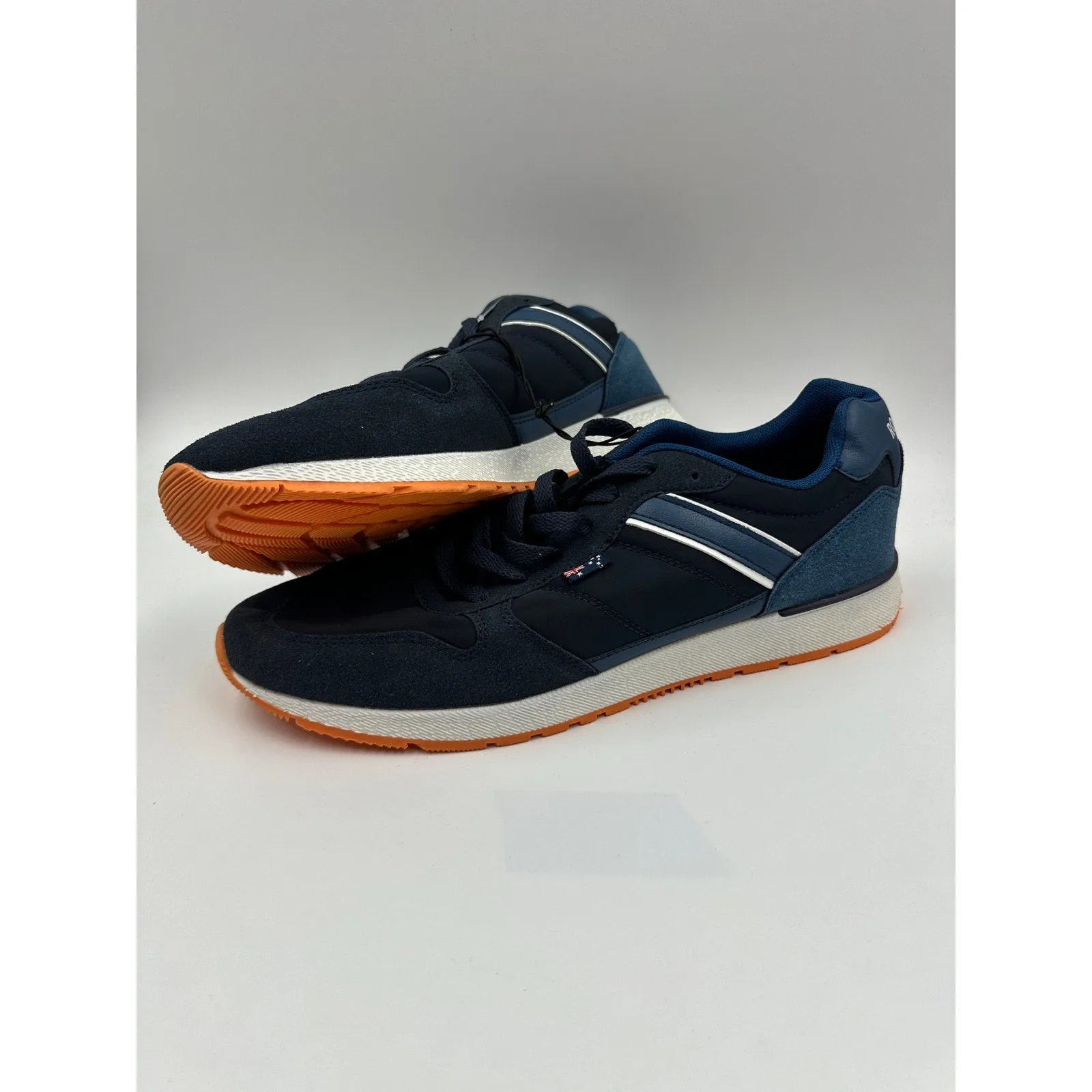 Size 10 Men's, Retro Blue Upper Sole with White Sole and Orange Tread