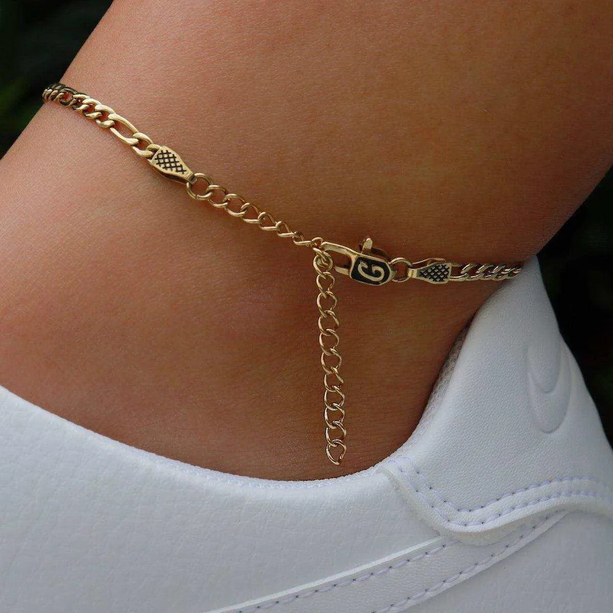 Solid Gold 3mm Figaro Anklet