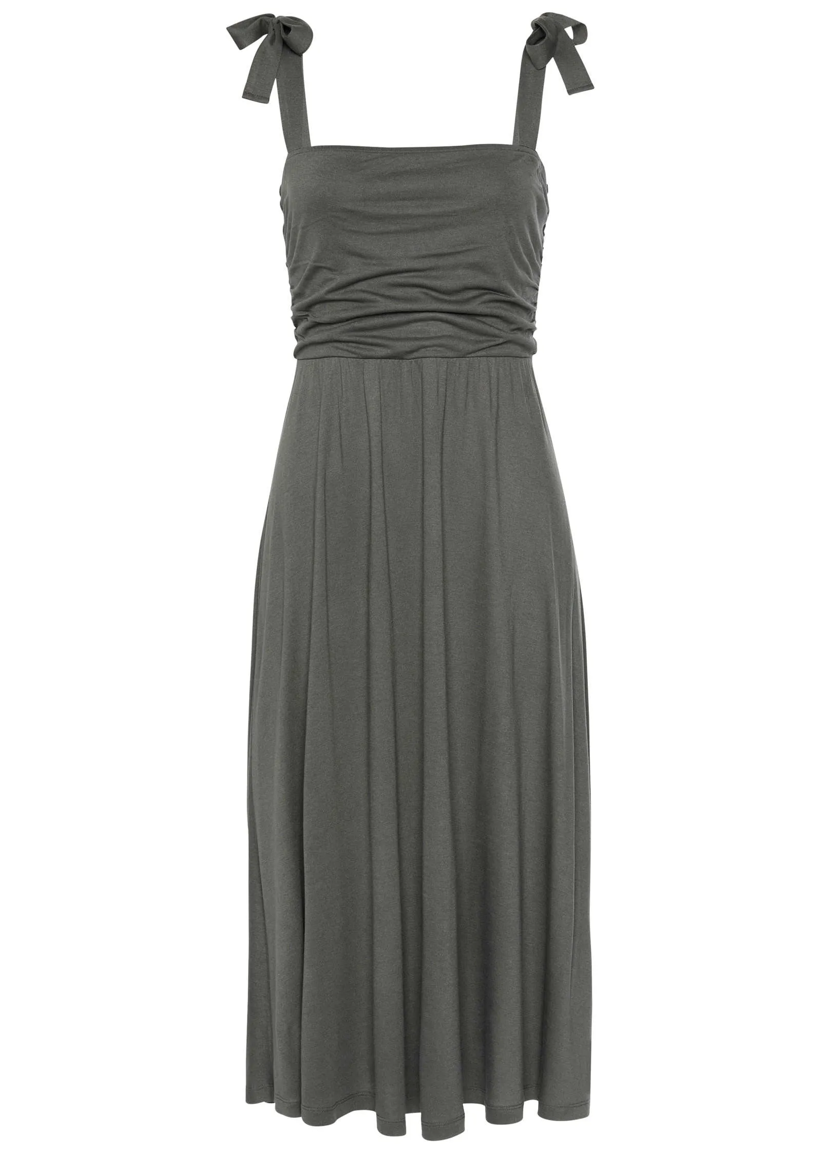 Tie Strap Midi Dress - Olive