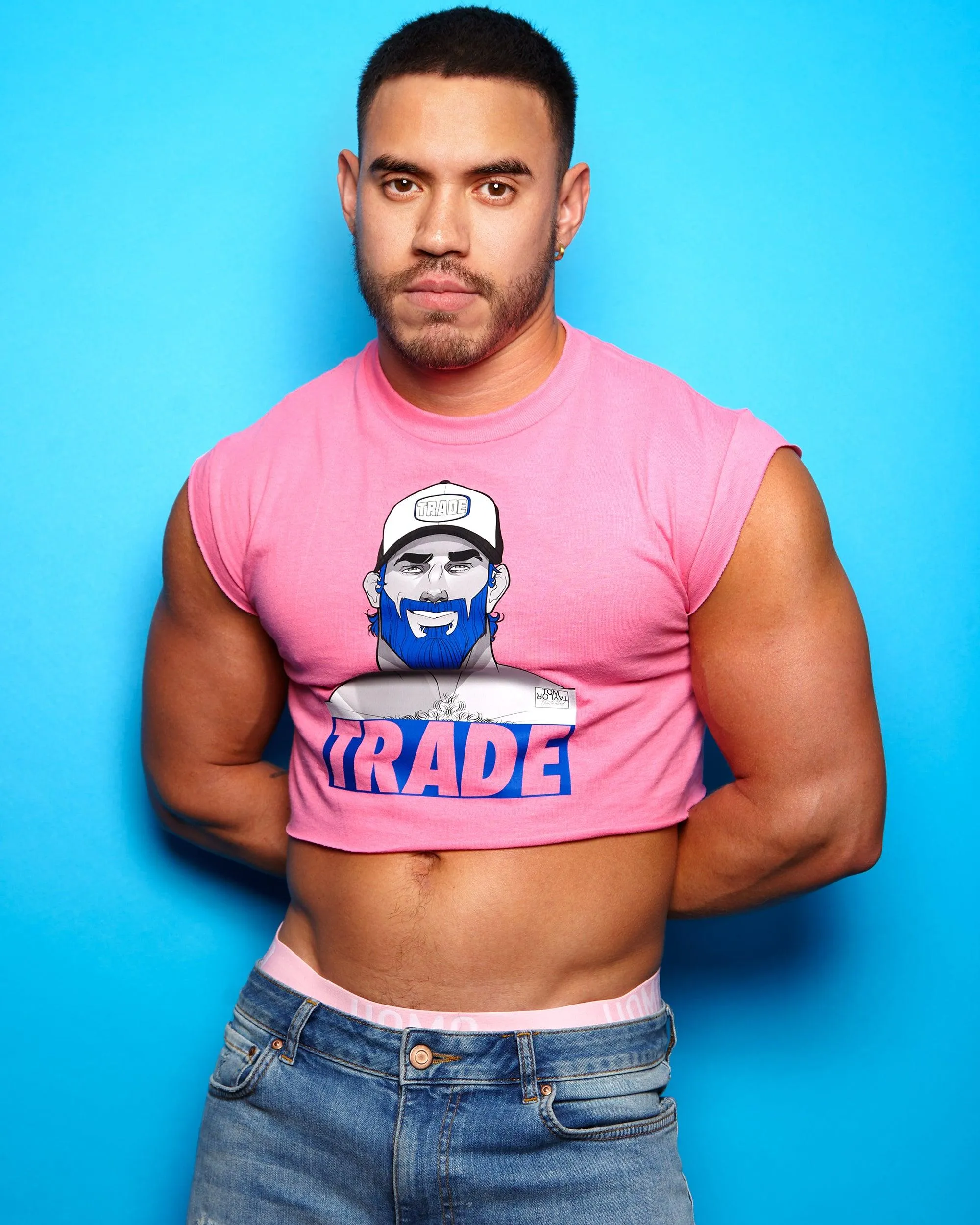 TRADE: Trucker - pink crop top