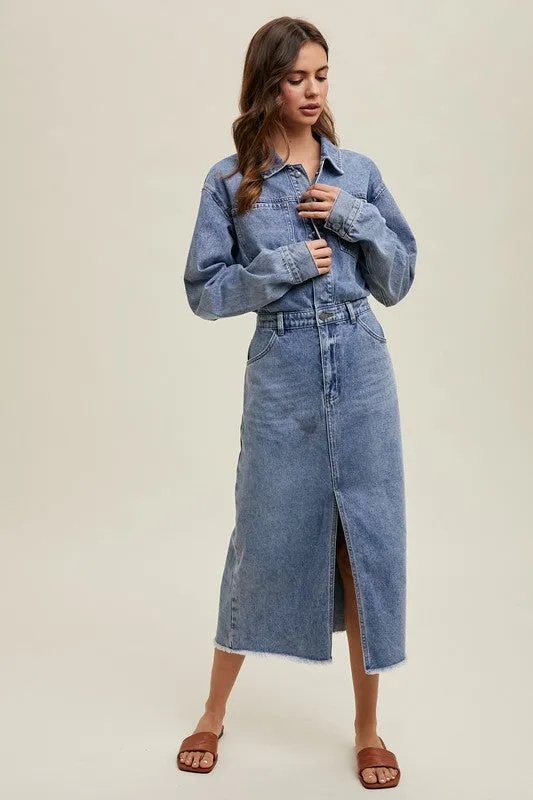 Utility Midi Dress - Denim