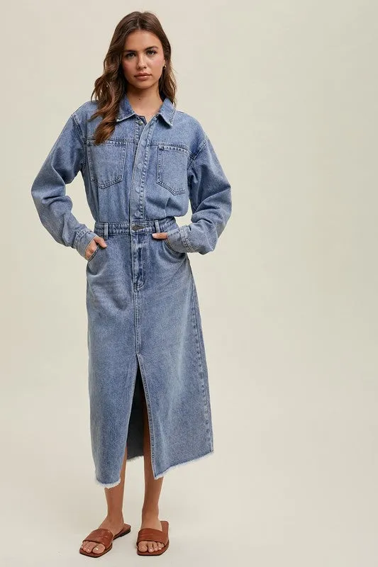 Utility Midi Dress - Denim