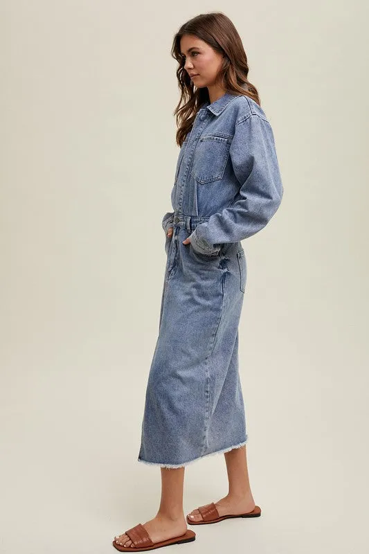 Utility Midi Dress - Denim