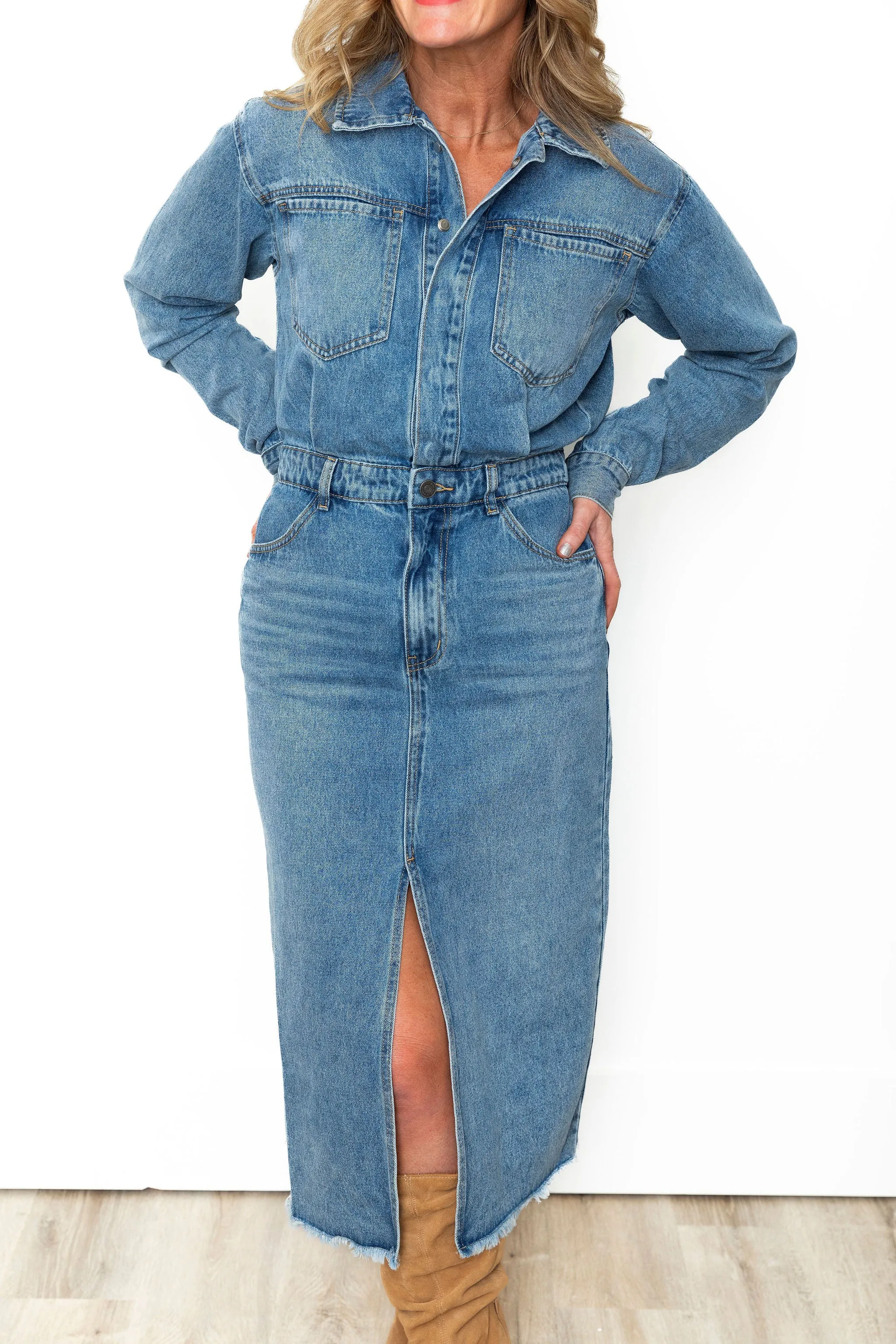 Utility Midi Dress - Denim