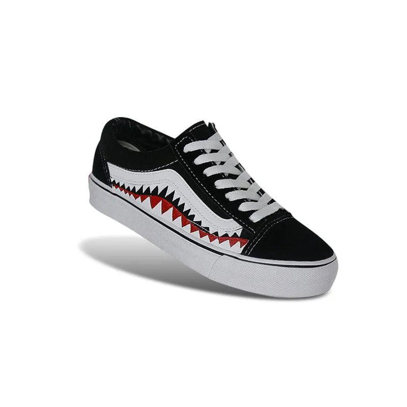 Vans X Old Skool Bape Sharktooth Black White Men Sneakers