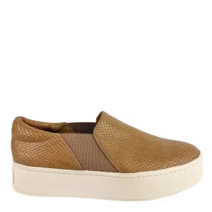 Vince. Warren Snake Embossed Sneakers in Camel