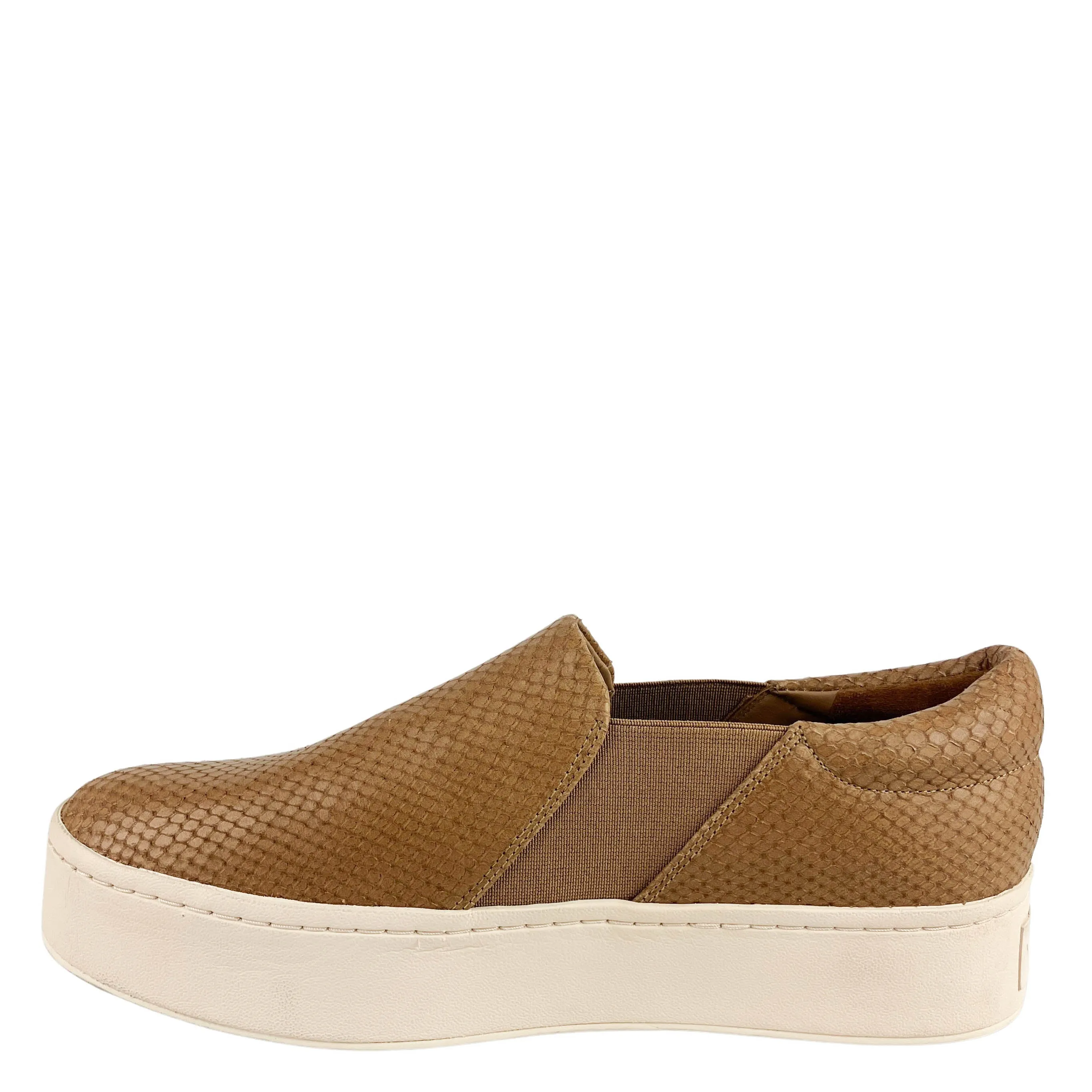 Vince. Warren Snake Embossed Sneakers in Camel