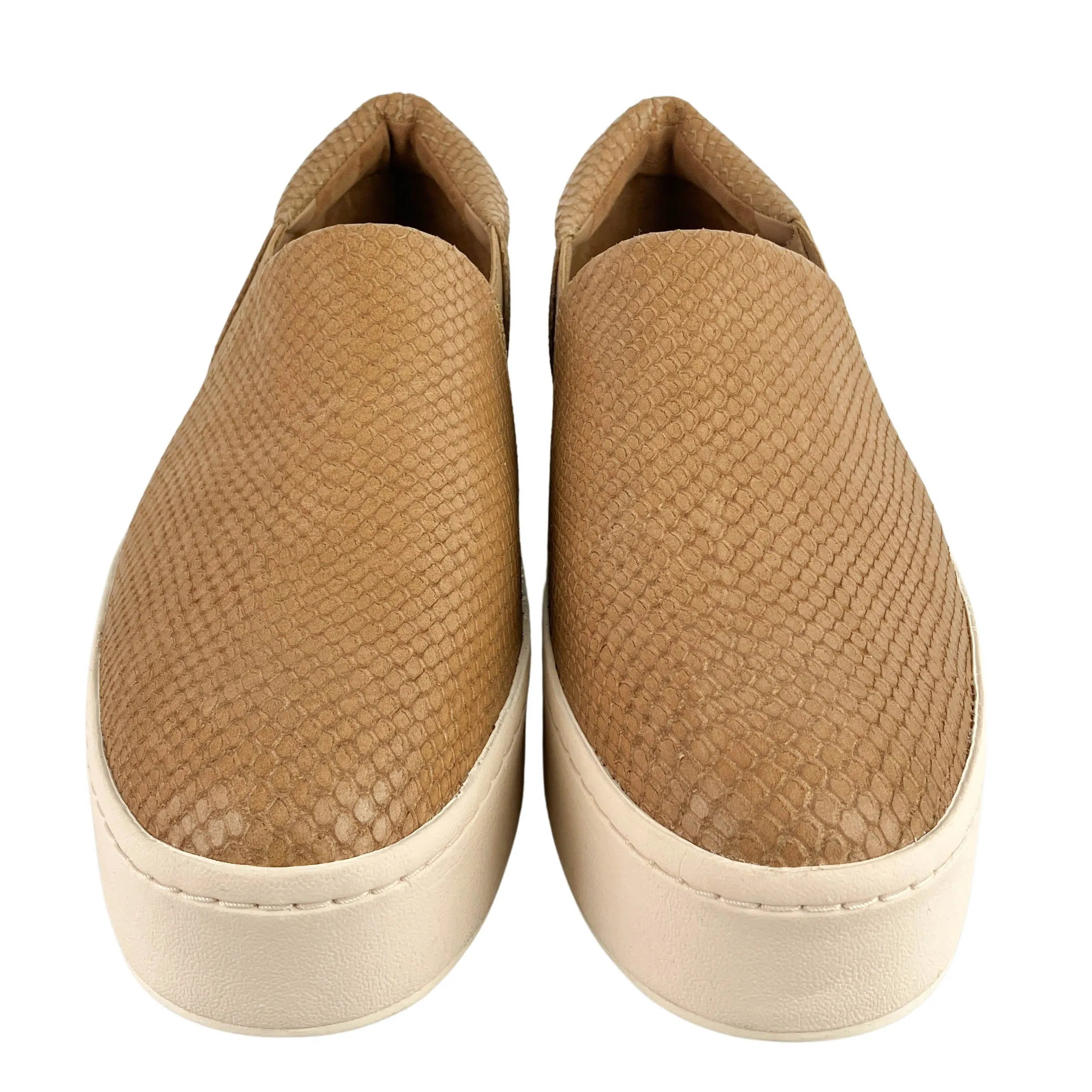 Vince. Warren Snake Embossed Sneakers in Camel