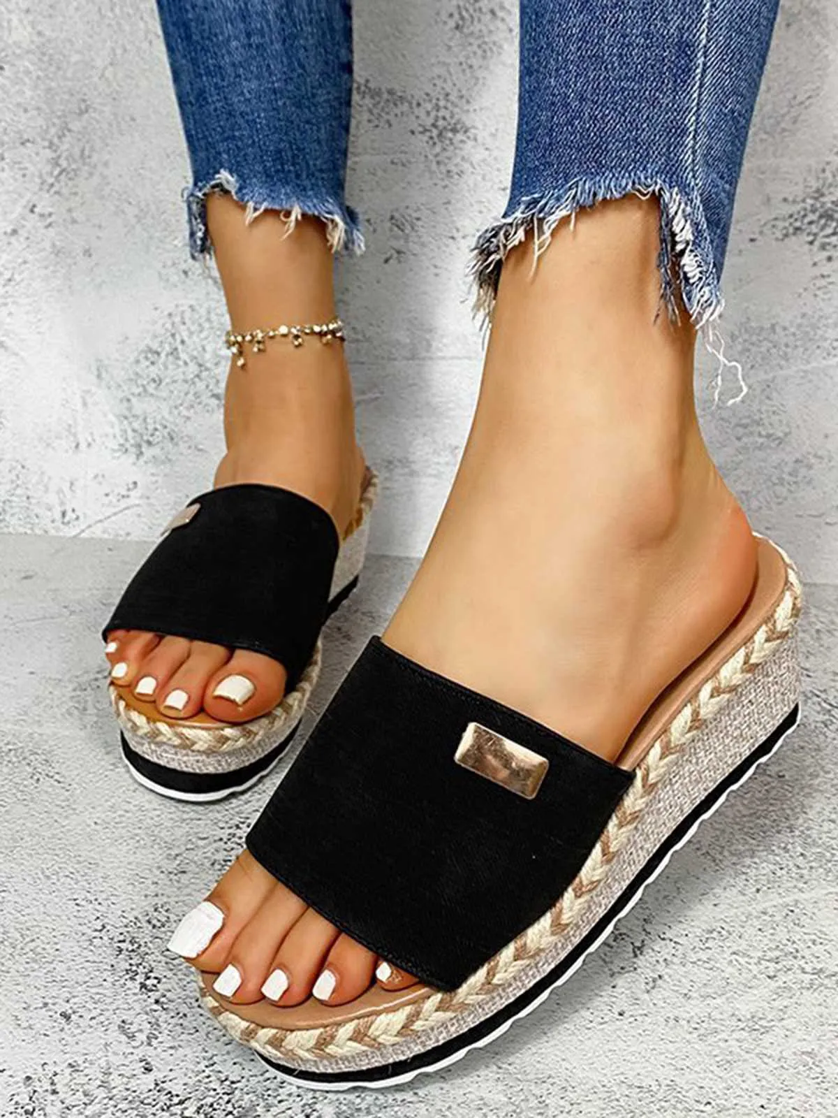 Wedge Hemp Rope Slippers