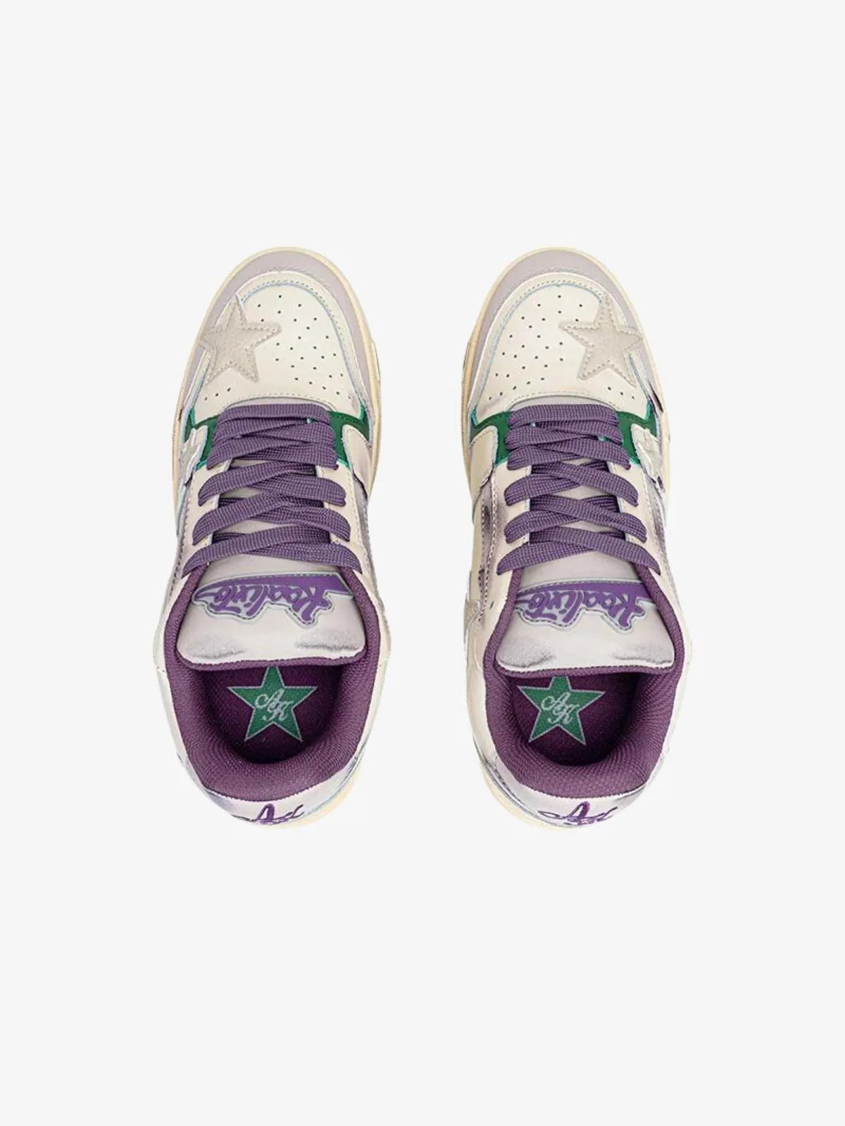 WLS Starry Glide Retro Purple Stars Skate Sneakers