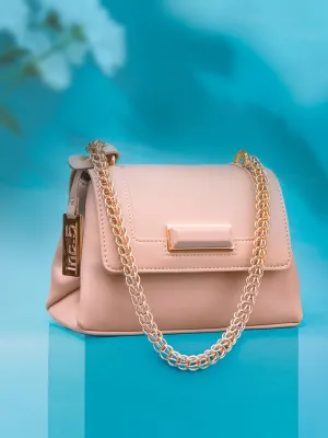 Women Beige Structured Sling Bag