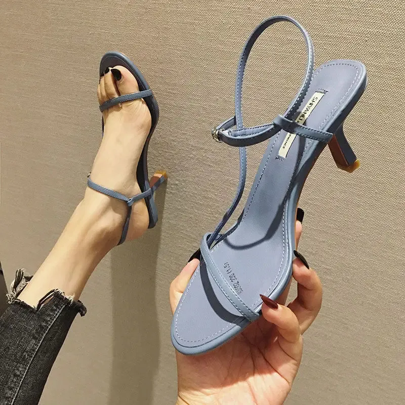 Women Sandals Sexy Summer Shoes Gladiator Clip Toe High Heels Bandage Buckle Strap Pumps Squre Toe Ladies Party Fashion Stiletto