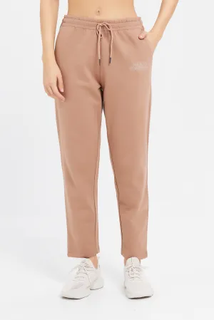 Women Taupe Placement Print Jogger