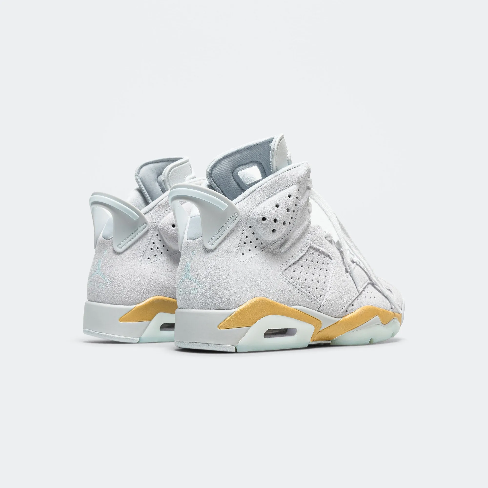 Womens Air Jordan 6 Retro - Pure Platinum/Glacier Blue-Metallic Gold