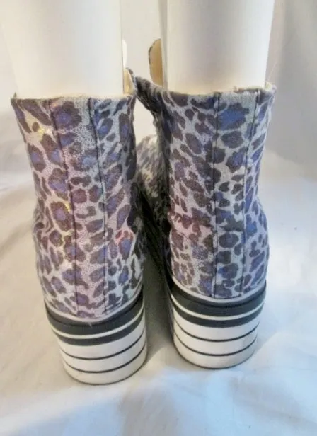 Womens DEENA & OZZY Hi-Top PLATFORM Sneaker Shoe LEOPARD 10 Vegan PURPLE BLUE