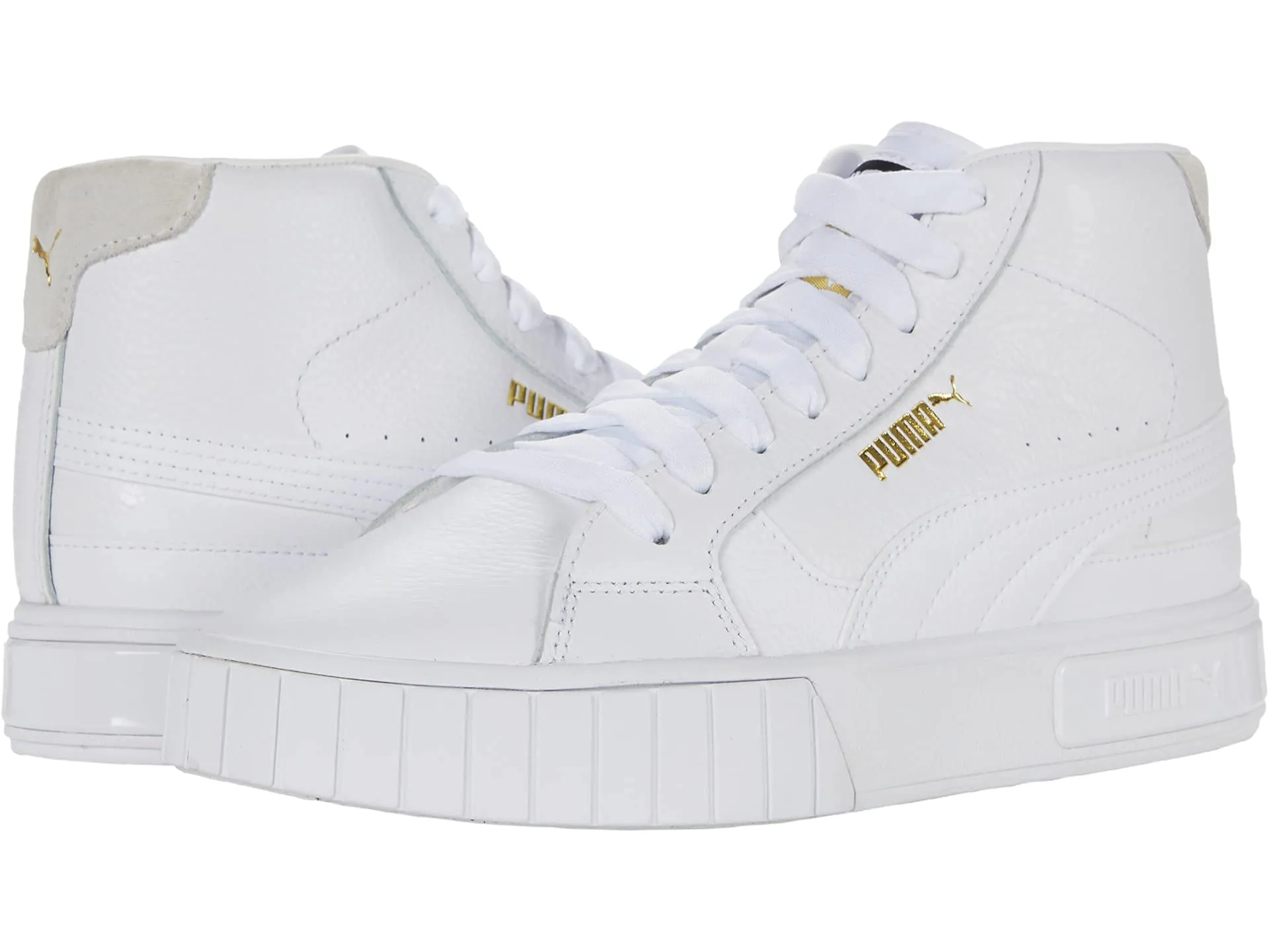 Women's Shoes PUMA CALI STAR MID Leather Lace Up Sneakers 38068301 WHITE / GOLD