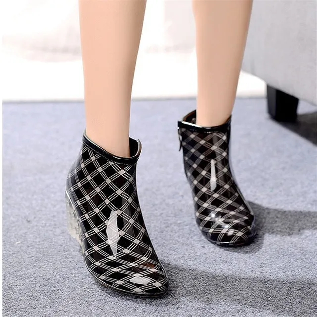 Women's short rainboots high heel plus cotton disassembly water shoes slip-resistant wedges shoes plus velvet single boots