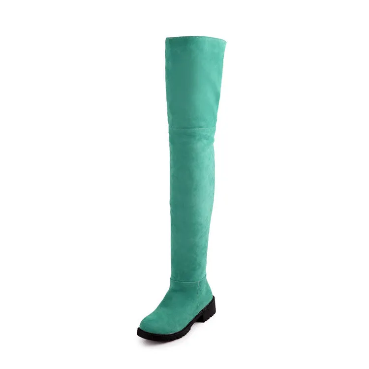 Women's Suede Low Heels Knee High Boots