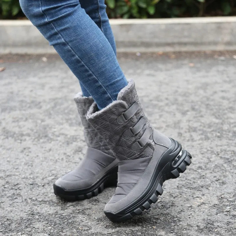 Women's winter thermal plush non-slip platform boots