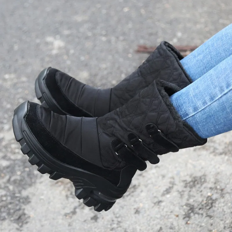 Women's winter thermal plush non-slip platform boots