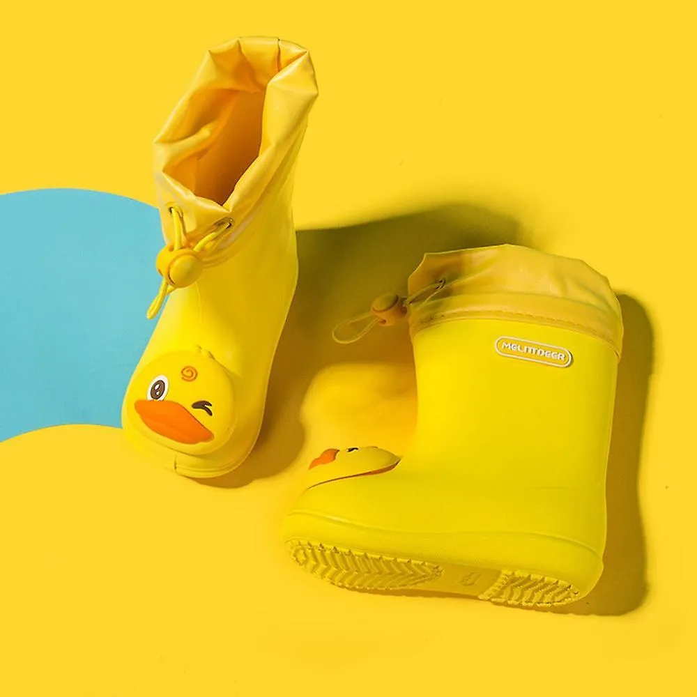 Yellow 130Children's Cartoon Pvc Rubber Waterproof Rain Boots Fashion Classic Baby Water Shoes Rabbit Frog Dolls Boys Girls